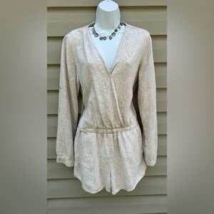 Cloth & Stone Anthropologie size M animal print linen blend snakeskin romper
